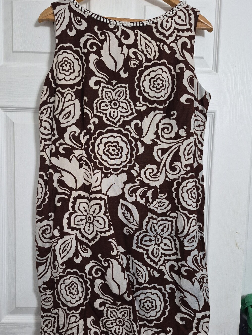 Jessica Howard Brown and Cream Beaded Neckline Dress